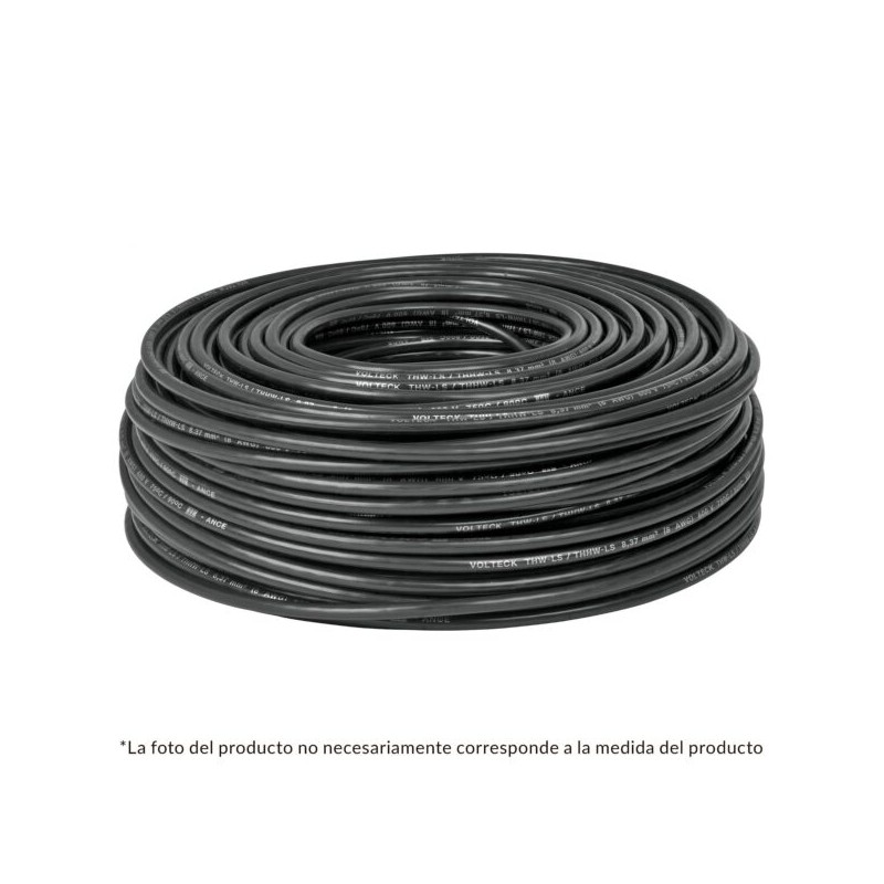 Cable THHW-LS, 12 AWG, color negro rollo 100 m