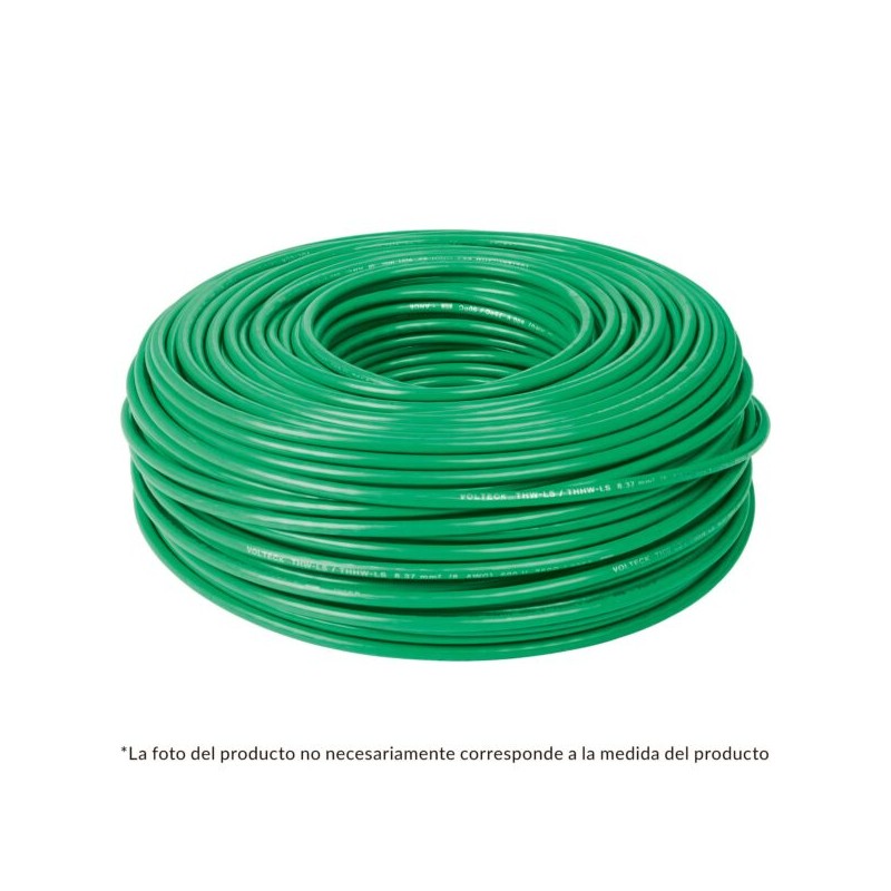 CABLE THHW-LS, 12 AWG, COLOR VERDE ROLLO 100 M