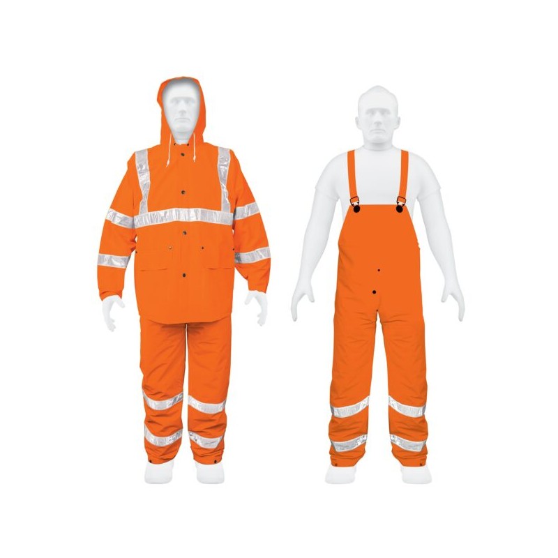 Conjunto Impermeable C/Reflejante, Naranja, Talla M, PVC
