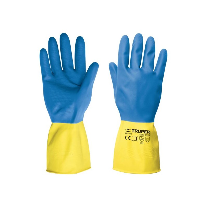 Guantes de látex reforzados para limpieza, medianos