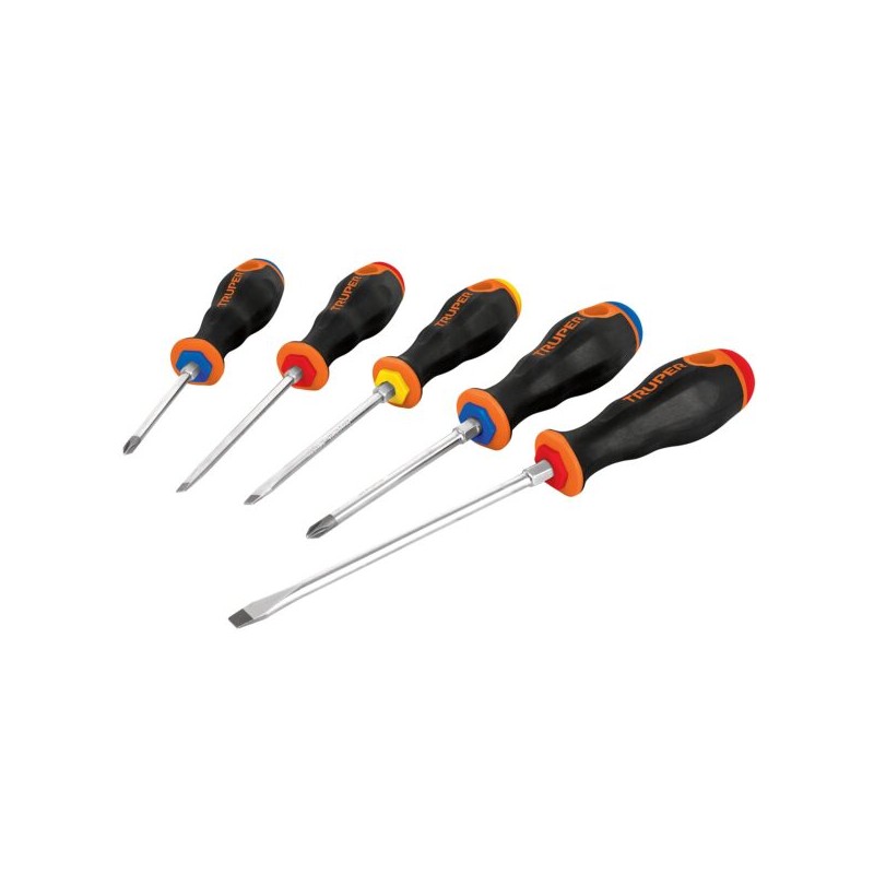 Juego de 5 Desarmadores, Mangos Comfort Grip