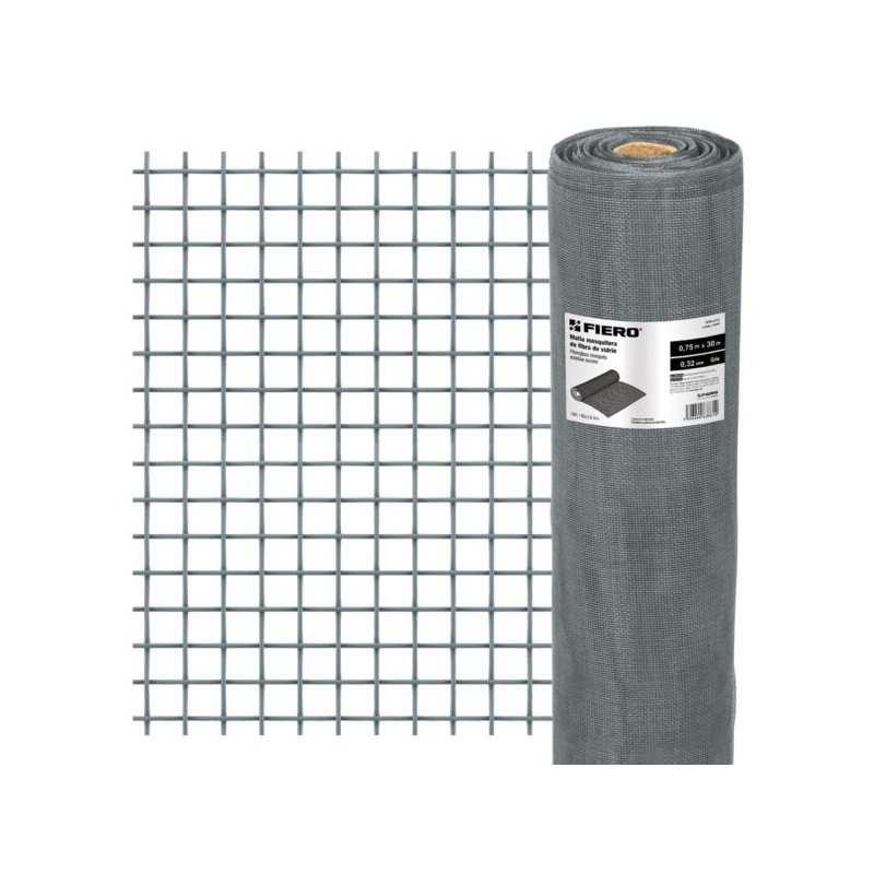 Malla Mosquitera, Fibra De Vidrio, Gris, 1.05 x 30 m