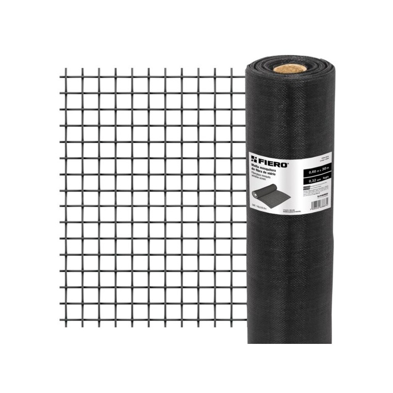 Malla Mosquitera, Fibra De Vidrio, Negra, 0.90 x 30 m