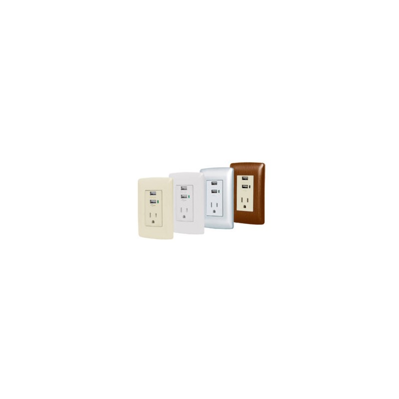 Placas con 2 puertos USB  y contacto 2 polos + tierra