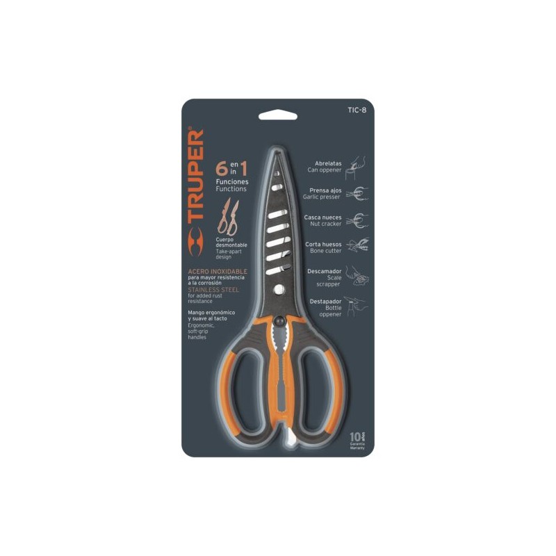 Tijera multiusos para cocina, 8?, acero inoxidable